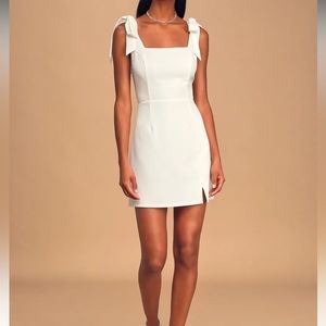 Lulus - Womens Minidress, Tie Straps, White, Size Medium, Bridal Shower/Cocktail